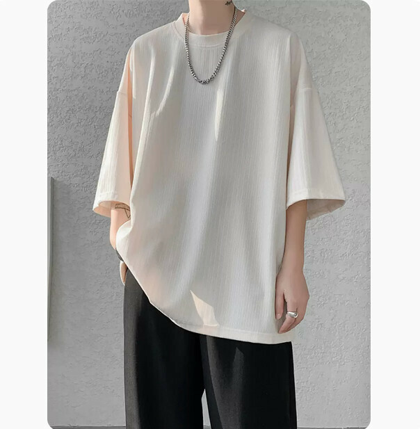 Loose drape T-shirt (apricot M-5XL) (contact customer service to confirm shipping size after placing an order)