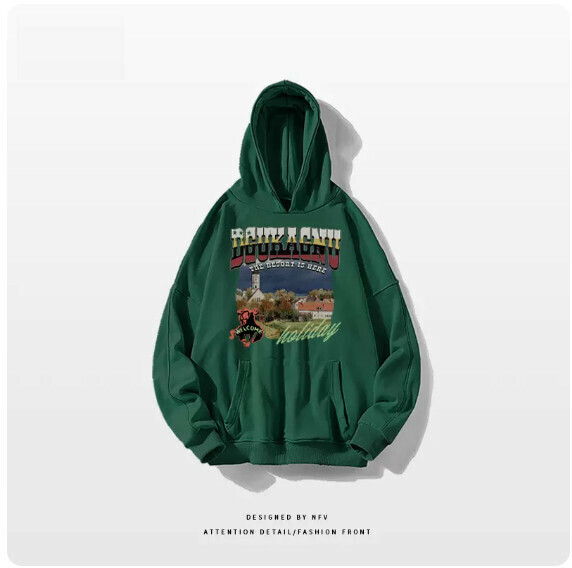 新款連帽衛衣【M-3XL】【墨綠色-薄款】(下單後聯絡客服確認發貨尺碼) 