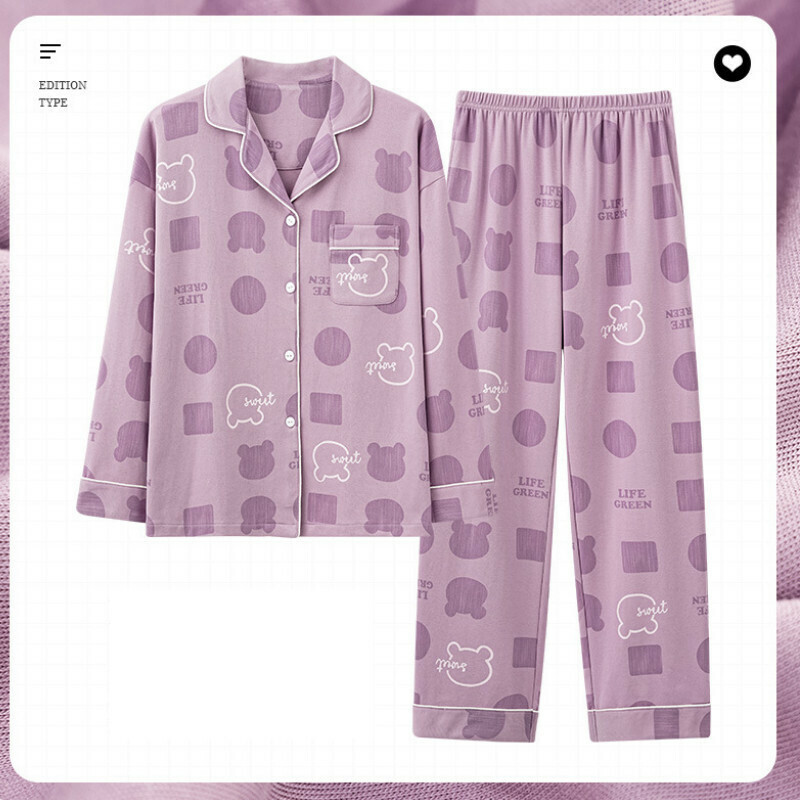 Cotton long-sleeved pajama set [M-XXXL size AM34471] [Contact customer service to confirm the shipping size after placing an order]