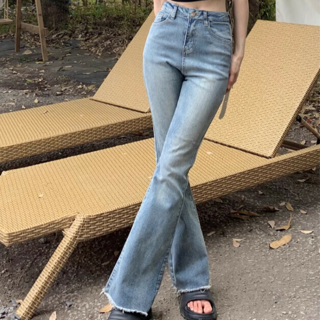 Hot selling slim fit micro-flare pants (XS-XL sizes) (blue extension) (contact customer service after placing the order to confirm the delivery size)