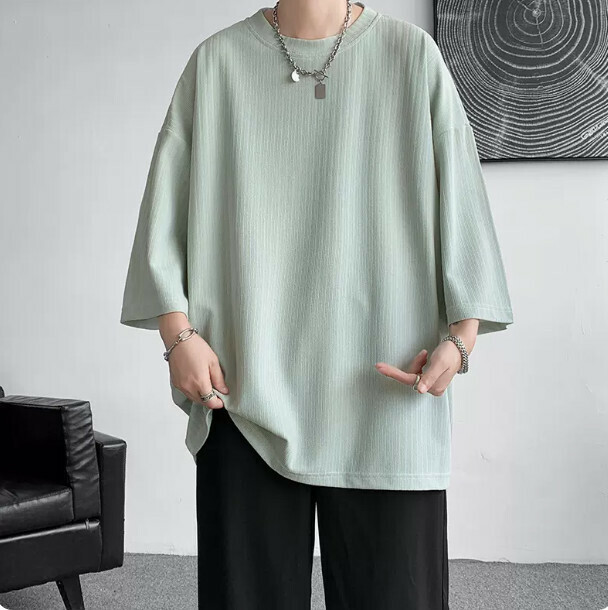 Loose drape T-shirt (light green M-5XL) (contact customer service to confirm shipping size after placing an order)