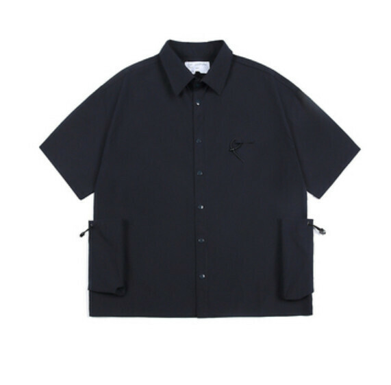 爆款純色工裝短袖襯衫(藏青色)【M-2XL碼】【下單後聯絡客服確認發貨尺碼】