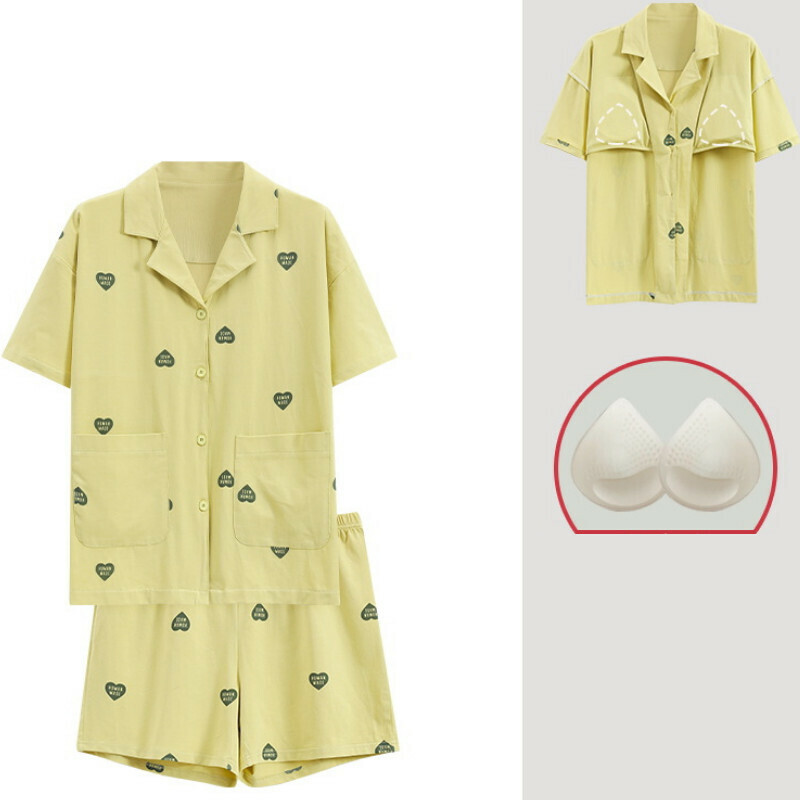 Cotton pajama set with chest pad [M-XXL SF-C6306] [Contact customer service to confirm the delivery size set after placing an order]