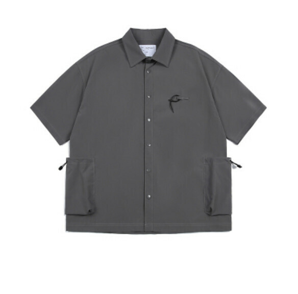 爆款純色工裝短袖襯衫(深灰色)【M-2XL碼】【下單後聯絡客服確認發貨尺碼】
