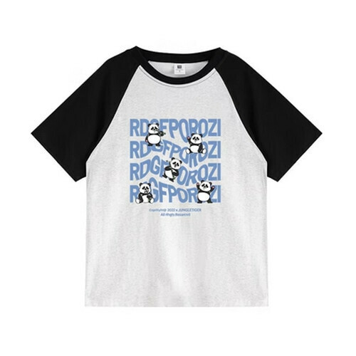 Hot selling raglan short-sleeved T-shirt [black floral gray] [S-XL size] (please contact customer service to confirm the delivery size after placing the order)