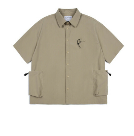 爆款純色工裝短袖襯衫(卡其色)【M-2XL碼】【下單後聯絡客服確認發貨尺碼】