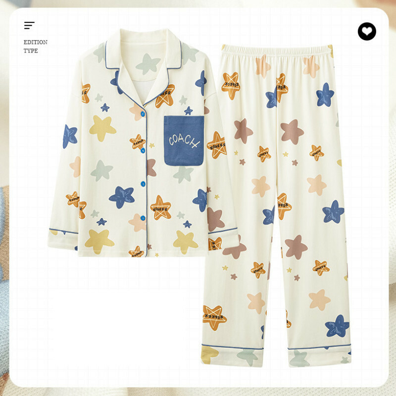 Cotton long-sleeved pajama set [M-XXXL size AM34474] [Contact customer service to confirm the shipping size after placing an order]