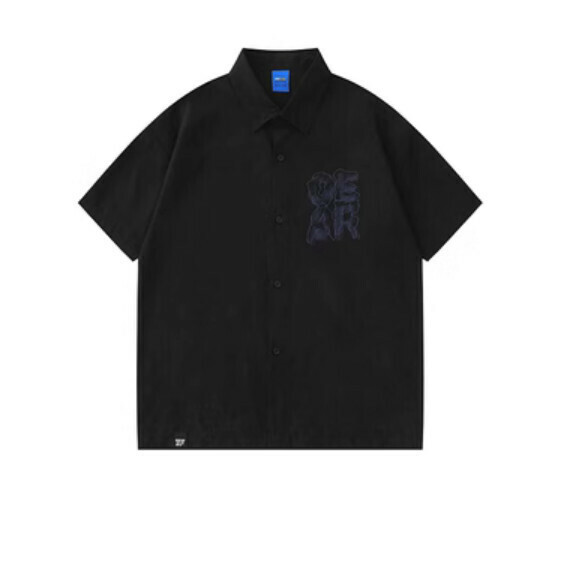 爆款字母塗鴉短袖襯衫(黑色)【S-XL碼】【下單後聯絡客服確認發貨尺碼】
