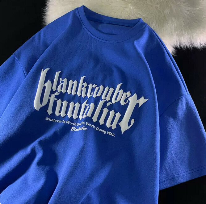 熱賣青少年純棉短袖t恤（藍色 尺碼：S-3XL）（下單後聯絡客服確認發貨尺碼）