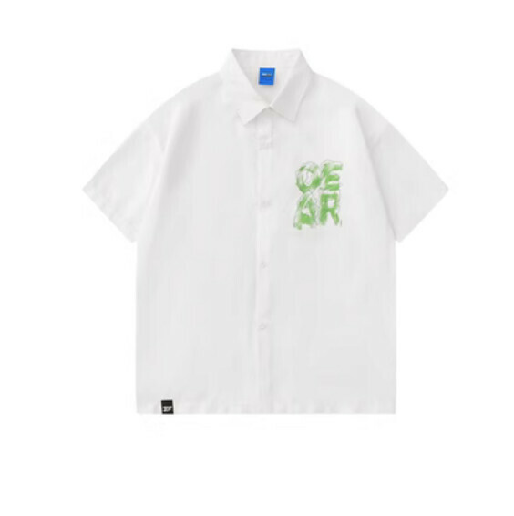 爆款字母塗鴉短袖襯衫(白色)【S-XL碼】【下單後聯絡客服確認發貨尺碼】