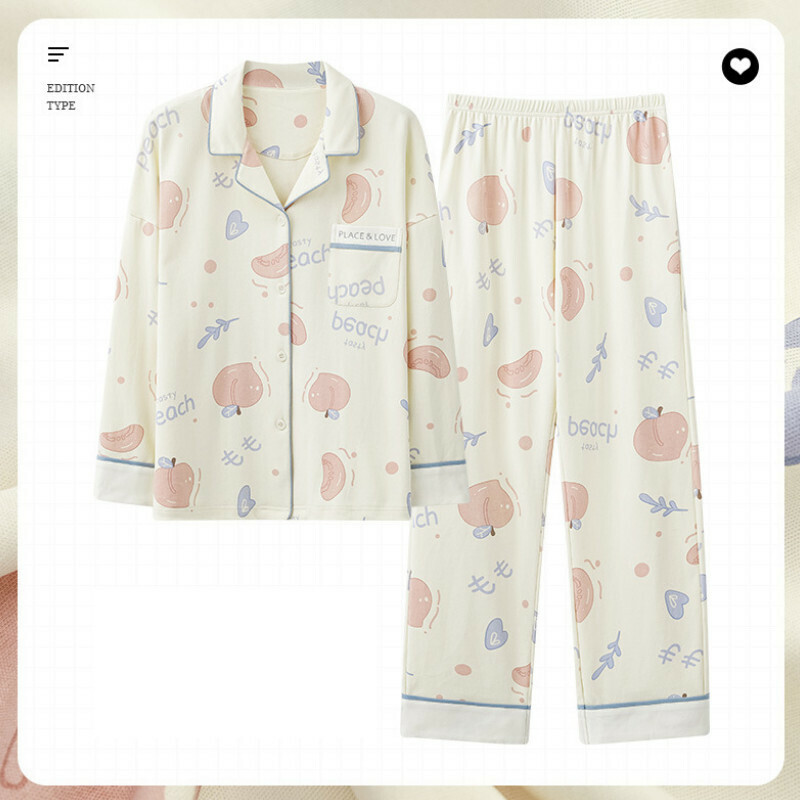 Cotton long-sleeved pajama set [M-XXXL size AM34475] [Contact customer service to confirm the shipping size after placing an order]