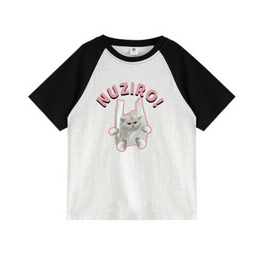 Hot selling raglan short-sleeved T-shirt [black floral gray] [S-XL size] (please contact customer service to confirm the delivery size after placing the order)