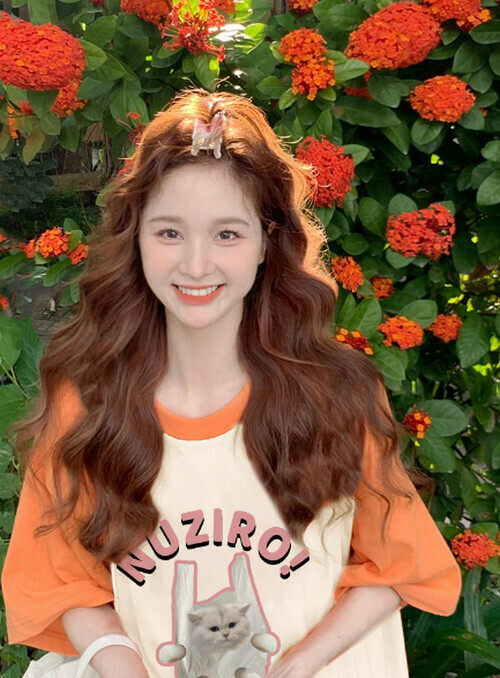 Hot selling raglan short-sleeved T-shirt [orange and apricot] [S-XL size] (please contact customer service to confirm the delivery size after placing the order)