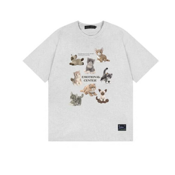 Summer loose short-sleeved T (flower gray) [M-2XL size] [Contact customer service to confirm the shipping size after placing an order]