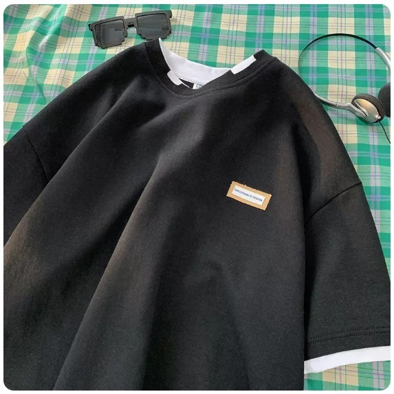 新款假兩件短袖T恤男（黑色【M_2XL碼】（下單後聯繫客服確認發貨尺碼）