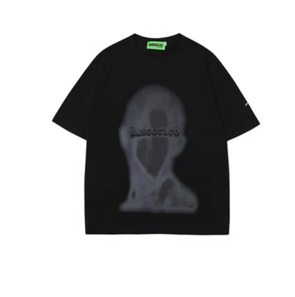 Summer graffiti print short sleeve T (black) [S-XL size] [Contact customer service to confirm the shipping size after placing an order]