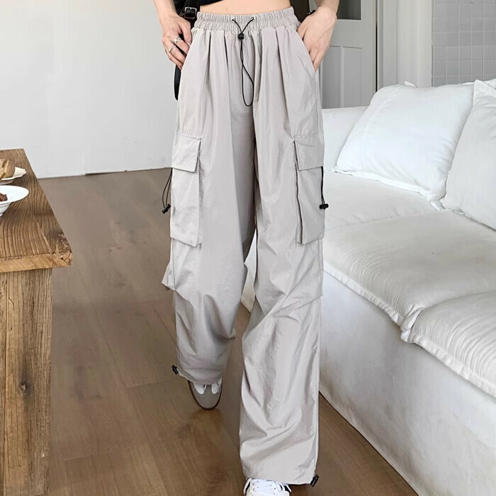 Hot selling wide-leg casual pants (S-XL sizes) (apricot color) (contact customer service after placing the order to confirm the delivery size)