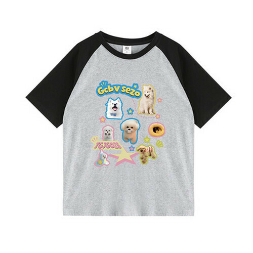 Hot selling patchwork short-sleeved T-shirt [black gray] [S-XL size] (please contact customer service to confirm the delivery size after placing the order)