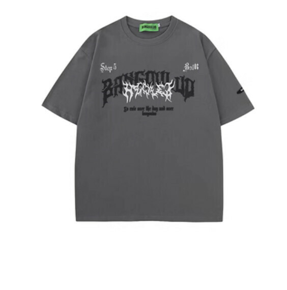 Monogram print short sleeve T (dark gray) [S-XL size] [Contact customer service to confirm the shipping size after placing an order]