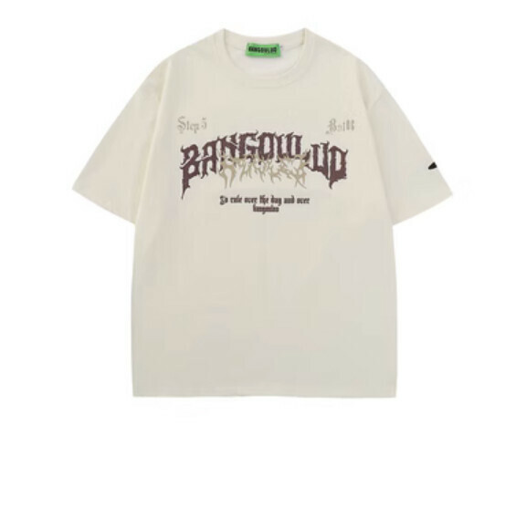 Monogram print short sleeve T (apricot) [S-XL size] [Contact customer service to confirm the shipping size after placing an order]