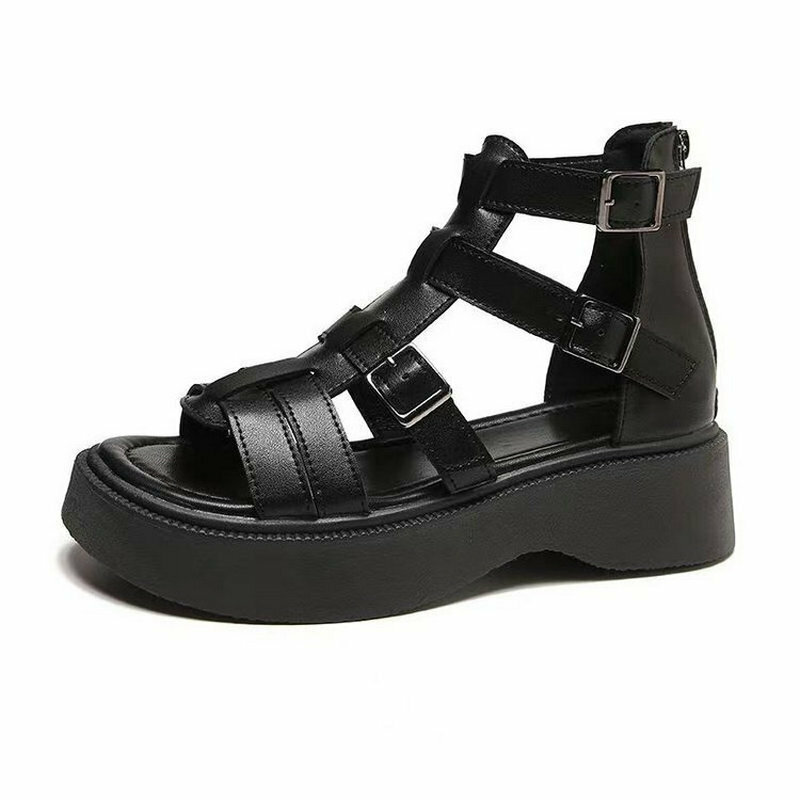 Hot selling thick-soled Roman shoes (black size 35-40) (please contact customer service to confirm the delivery size after placing the order)