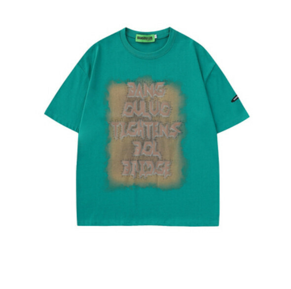 Letter graffiti short sleeve T (green) [S-XL size] [Contact customer service to confirm the shipping size after placing an order]