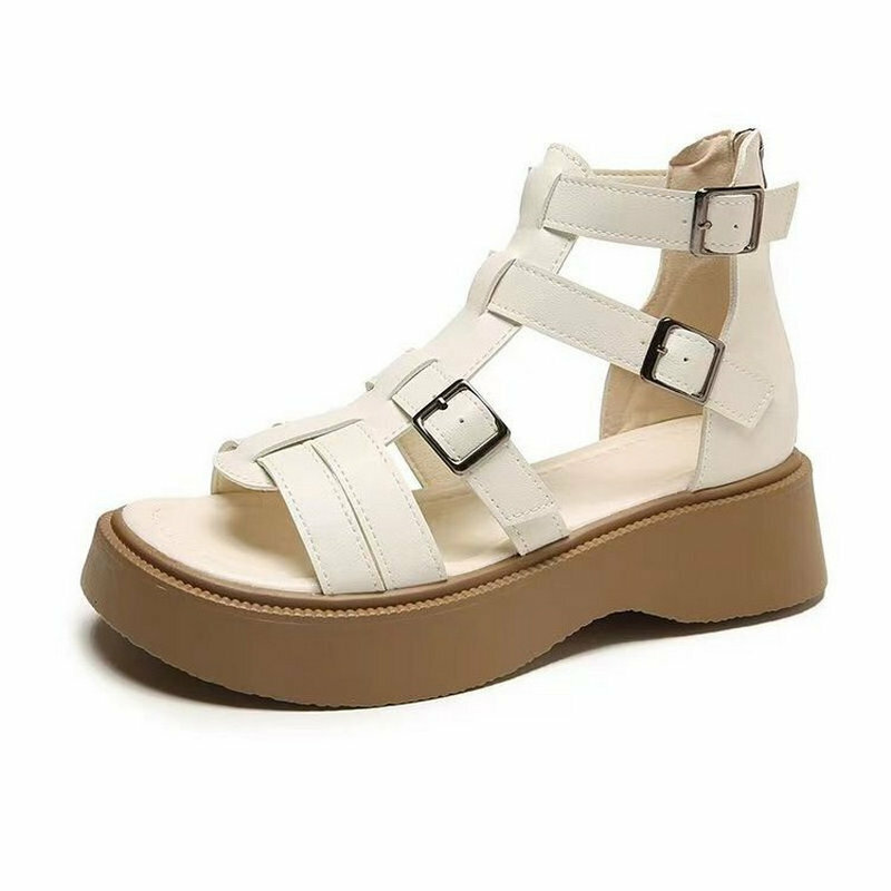 Hot selling thick-soled Roman shoes (off-white, size 35-40) (please contact customer service to confirm the delivery size after placing the order)
