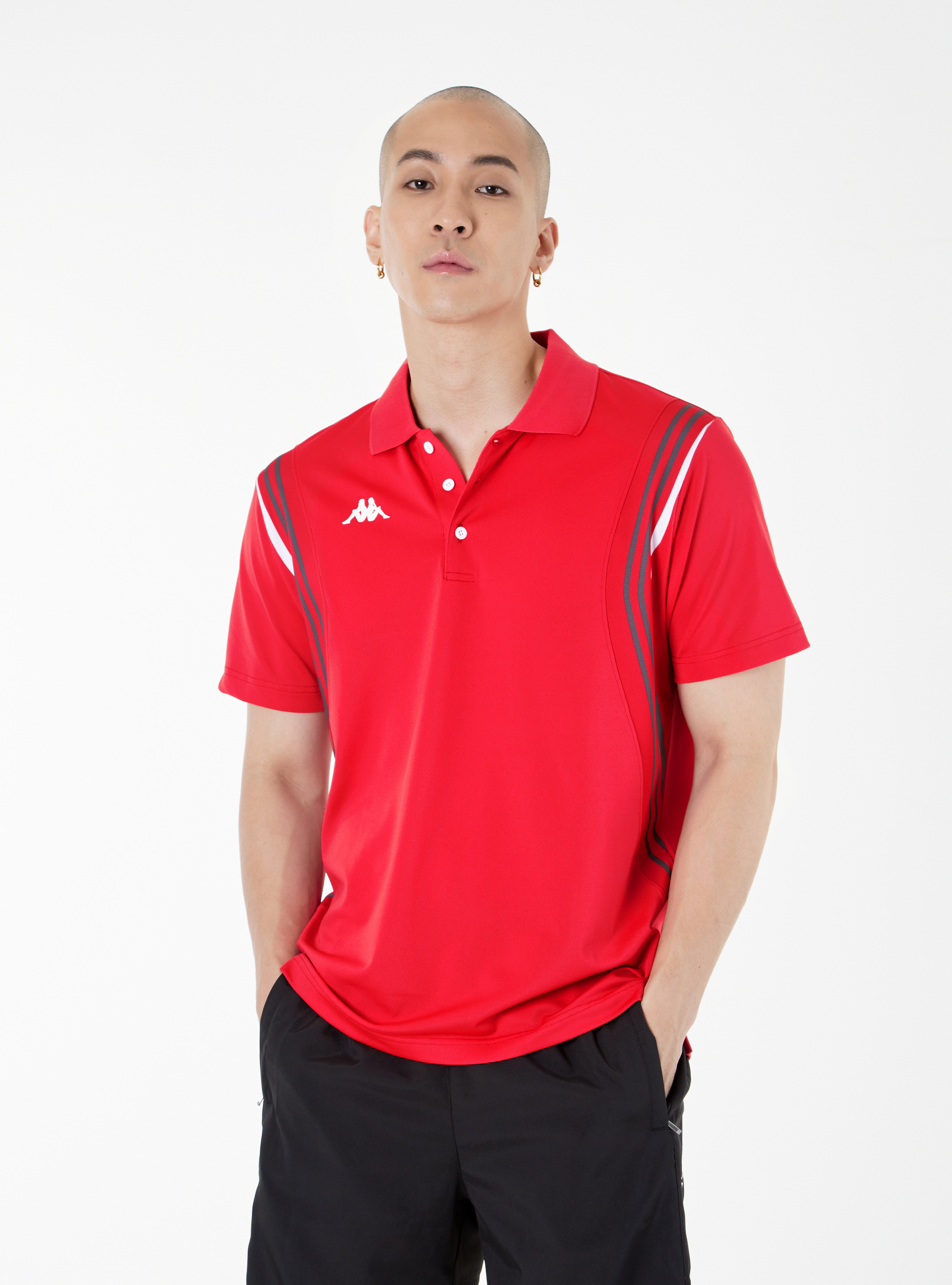 男女適穿 線條印花短袖POLO衫