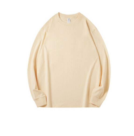 Loose crew neck long sleeve T (apricot) [S-2XL size] [Contact customer service to confirm the shipping size after placing an order]