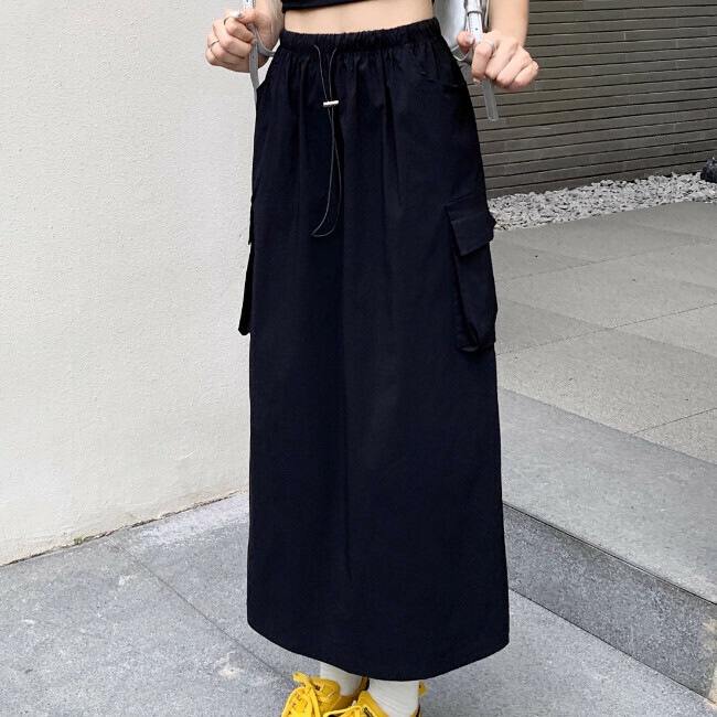 Hot selling simple straight skirt (size S-L) (black) (contact customer service after placing the order to confirm the delivery size)