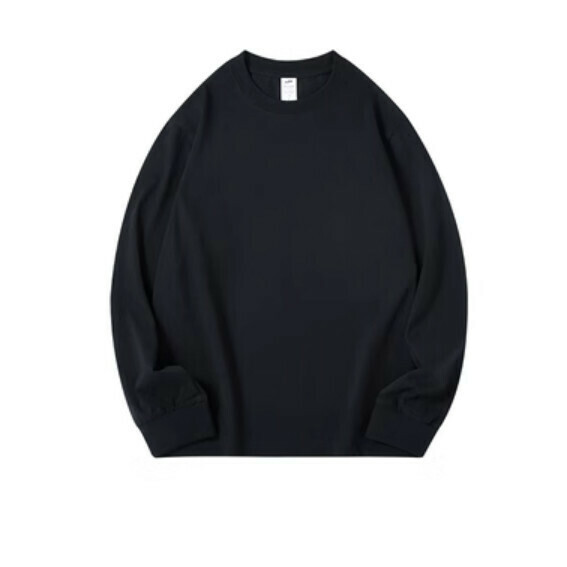 Loose crew neck long sleeve T (black) [S-2XL size] [Contact customer service to confirm the shipping size after placing an order]