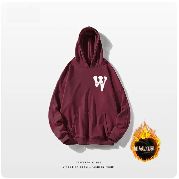 新款連帽衛衣【M-3XL】【酒紅色-加絨加厚】(下單後聯絡客服確認發貨尺碼) 