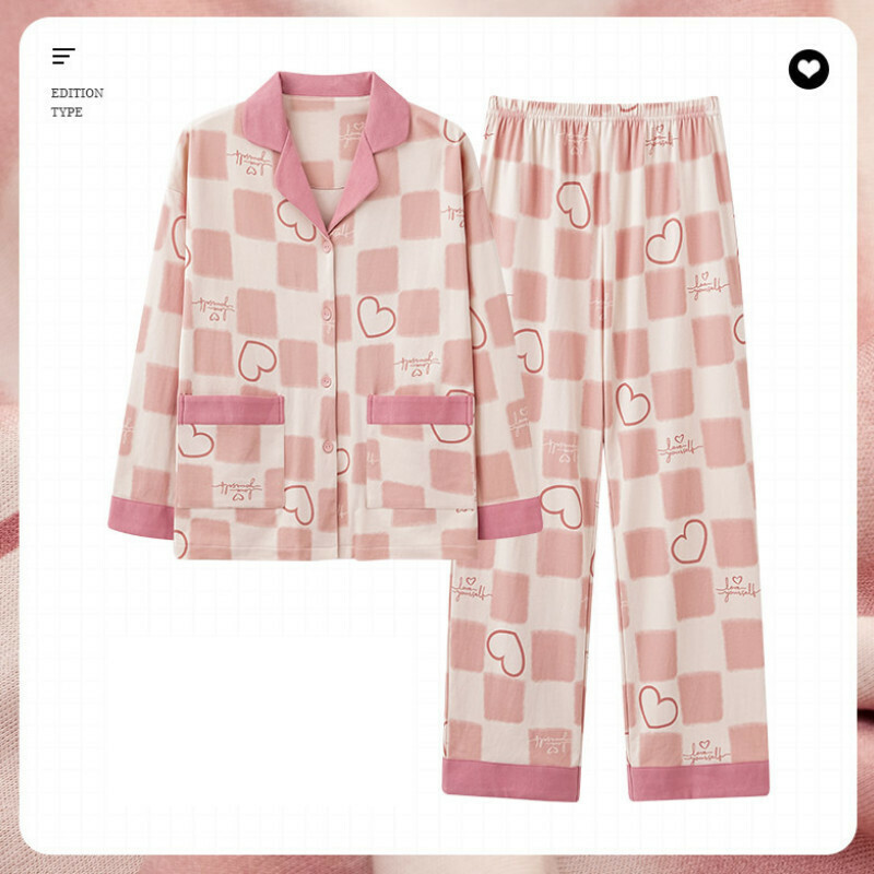 Cotton long-sleeved pajama set [M-XXXL size AM34483] [Contact customer service to confirm the shipping size after placing an order]