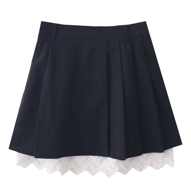 Hot Selling Lace Spliced ​​Skirt [Black] [Size S-L] (please contact customer service to confirm the delivery size after placing the order)