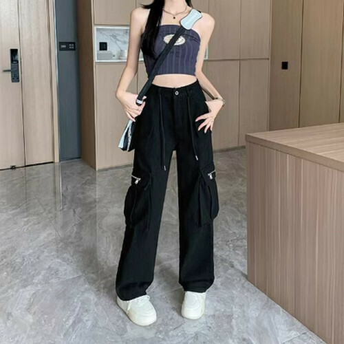 Hot Selling High Waist Work Jeans [Black] [S-XL] (Please contact customer service to confirm the delivery size after placing the order)