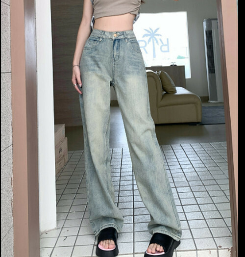 Hot Selling High Waist Jeans [Retro Blue] [S-XL] (please contact customer service to confirm the delivery size after placing the order)