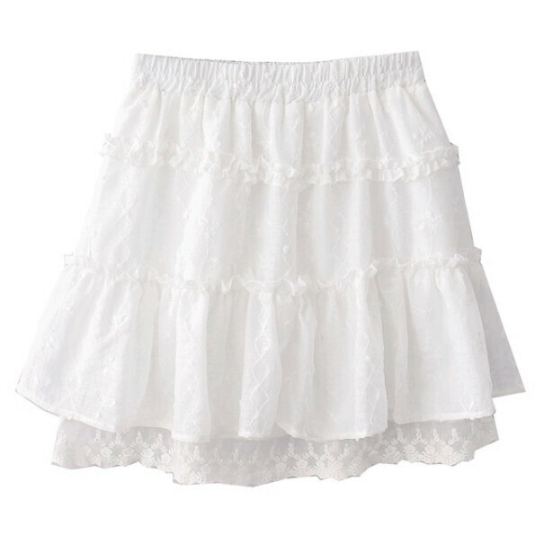 Hot Selling Embroidered Jacquard Skirt [White] [One Size Fits All]