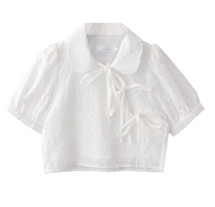 Hot selling lace-up shirt [White] [Size S-L] (please contact customer service to confirm the delivery size after placing the order)