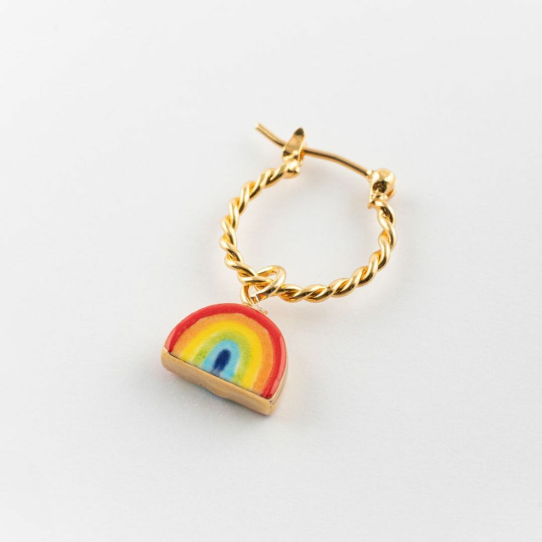 彩虹好幸運迷你圈型耳環-單只
