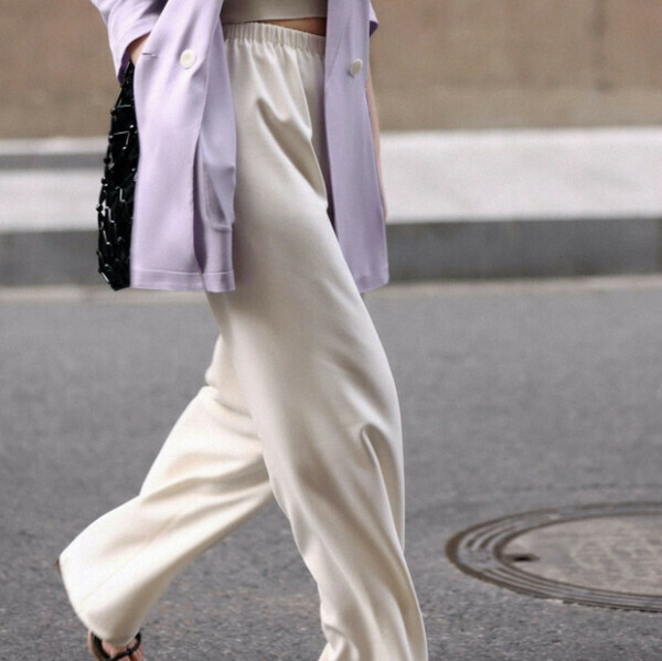 新款醋酸冰絲防曬顯瘦直筒窄版闊腿褲【白色】【S-XL碼】【下單後聯系客服確認尺碼】