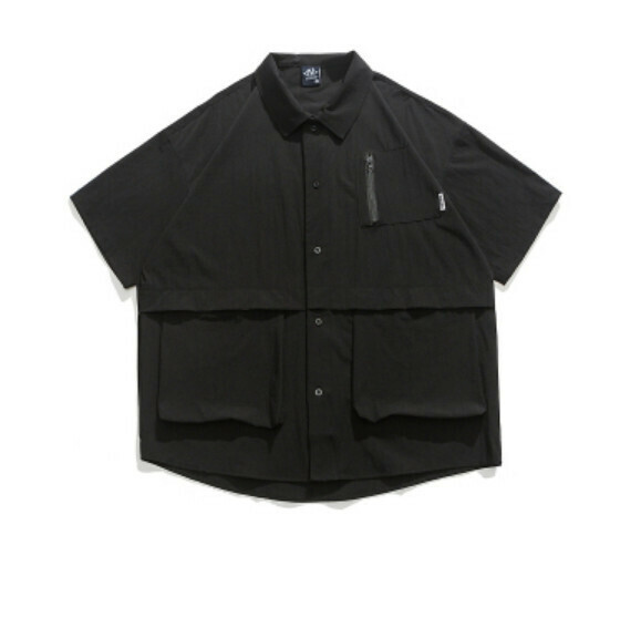 爆款立體口袋工裝短袖襯衫(黑色)【M-2XL碼】【下單後聯絡客服確認發貨尺碼】