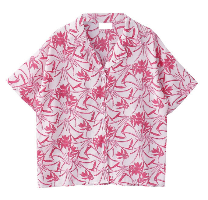 熱賣印花襯衫【火龍果紅】【S碼-L碼】（下單後請聯絡客服確認發貨尺碼）
