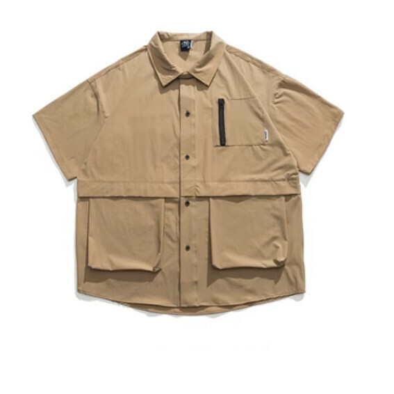 爆款立體口袋工裝短袖襯衫(卡其色)【M-2XL碼】【下單後聯絡客服確認發貨尺碼】