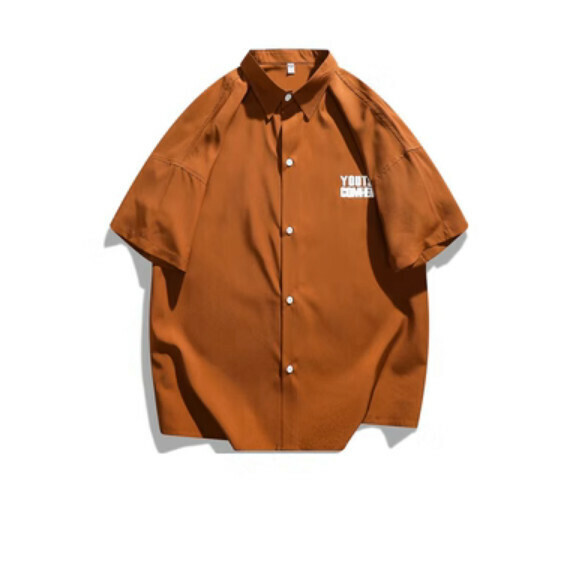爆款字母印花短袖襯衫(深卡其色)【M-3XL碼】【下單後聯絡客服確認發貨尺碼】
