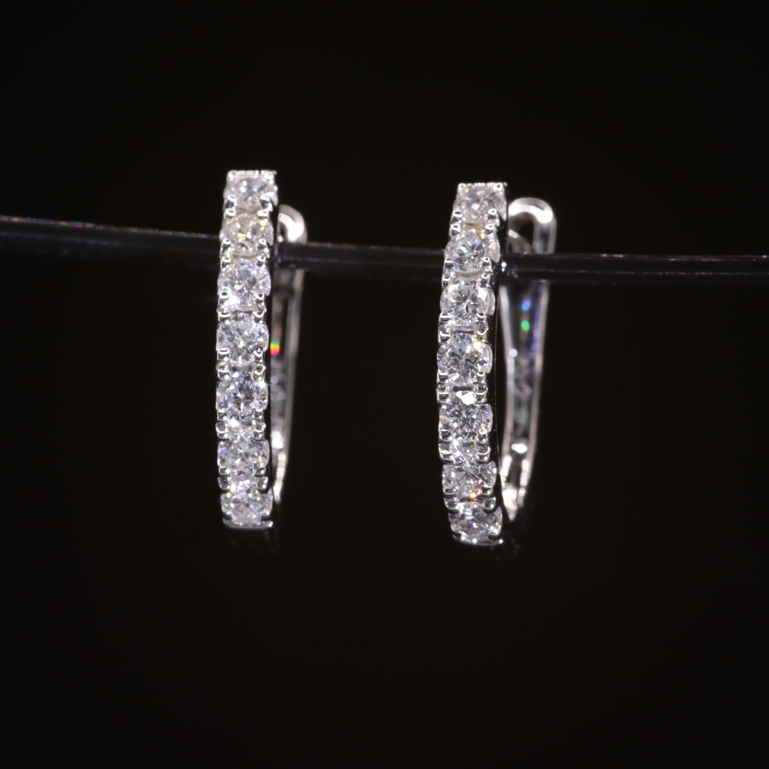 全新18K白金40份鑽石圈耳環