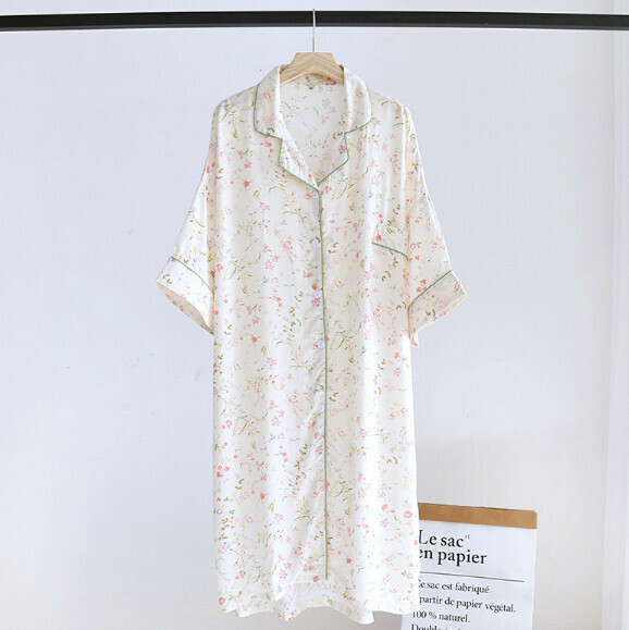 Summer cotton short-sleeved nightdress (LJH pink small floral) [M-L size] [Contact customer service to confirm the shipping size after placing an order]