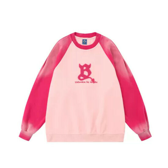 熱賣插肩袖拼色圓領衛衣【粉紅】【S-XL碼】(下單後請聯絡客服確認發貨尺碼)
