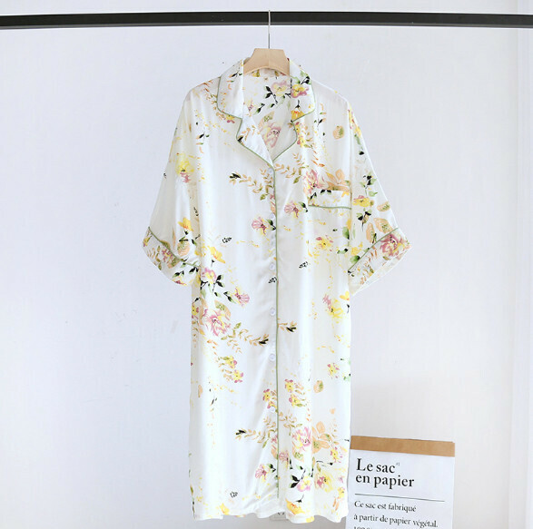 Summer cotton short-sleeved nightdress (LJH yellow flower) [M-L size] [Contact customer service to confirm the shipping size after placing an order]