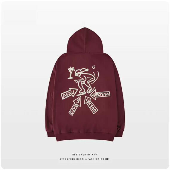 新款連帽衛衣【M-3XL】【酒紅色-薄款】(下單後聯絡客服確認發貨尺碼) 