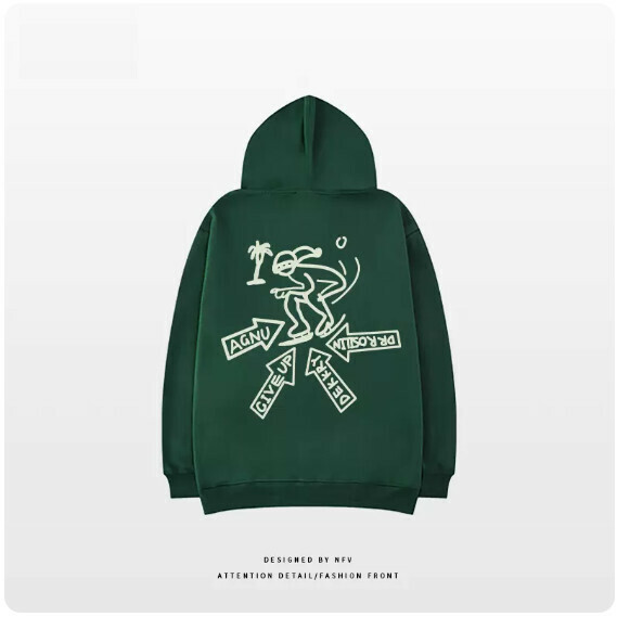 新款連帽衛衣【M-3XL】【墨綠色-薄款】(下單後聯絡客服確認發貨尺碼) 